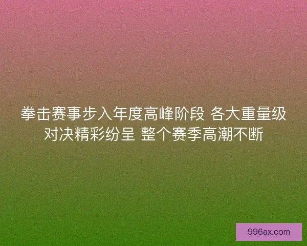 拳击赛事步入年度高峰阶段 各大重量级对决精彩纷呈 整个赛季高潮不断